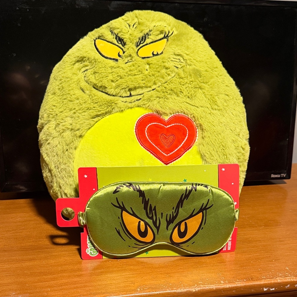 Green Grinch Plush and Sleep Mask Set